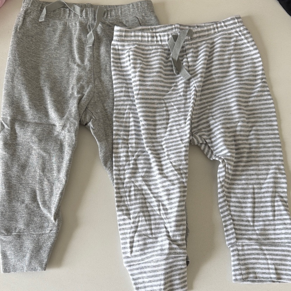 GAP Baby Gray Striped Pants set of 2. 12-18 months